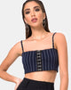 Bild von Kyga Crop Top in Navy Nadelstreifen