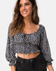 Image of Lancer Crop Top in Ditsy Rose Schwarz