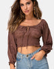 Bild von Lancer Crop Top in Satin Rose Chocolate