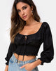 Image of Lancer Crop Top in Satin Rose Schwarz