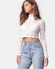 Image of Lara Crop Top aus rosa Spitze Weiß