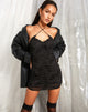 Image of Laras Bodycon Kleid in Schwarz Hand und Herz Flock