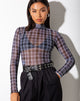 Image of Laria Top in Inkblot Check Schwarz und Weiß