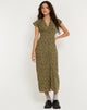 Bild von Larin Midikleid in Khaki mit Blumenmuster Grunge