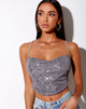 Bild von Laxmi Crop Top in Drape Pailletten Silber