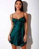 Image of Lebby Minikleid aus Satin Waldgrün