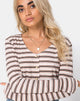 Image of Lesea Crop Top aus Rippenstreifen Creme Schwarz und Tan