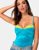 Image of Letta Mieder in Aqua mit limonenfarbener Spitze