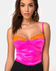 Image of Letta Mieder in Rosa mit orangefarbener Spitze
