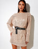 Image of Liama Kleid aus Drapierung Pailletten Hellgold