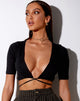 Bild von Liena Crop Top in Rippe Schwarz