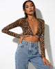 Bild von Lieneva Crop Top in Nacht Leopard Braun