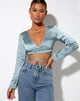 Image of Liva Top in Satin Hellblau