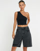 BILD VON LONGLINE DAD DENIM SHORT IN SCHWARZER WASCHUNG