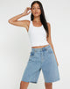 BILD VON LONGLINE DAD DENIM SHORTS IN HELLER WASCHUNG