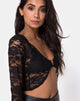 Image of Lorya Crop Top aus Spitze Schwarz