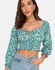 Image of Lancer Crop Top mit Blumenmuster Grün