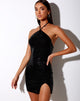 Image of Malida Minikleid aus Drapierung Pailletten Schwarz