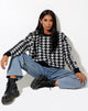 Image of Margo Pullover aus gestricktem Hahnentritt Schwarz und Elfenbein