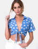 Image of Marleigh crop Top in Daisy Stamp Himmelblau