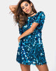 Image of Mausi Kleid aus quadratischem Paillettenstoff Teal