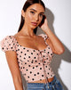 Bild von Mazu Crop Top in New Polka Nude Schwarz