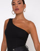 Image of Medi One Shoulder Top in Schwarz