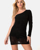 Image of Mega Bodycon Kleid aus Kroko-Flock Schwarz