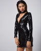 Image of Meli Kleid und Halsband aus Fischschuppenpailletten Schwarz schillernd