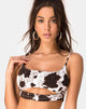 Bild von Misda Crop Top aus Kuhfell in Braun und Weiß