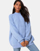 Image of Mody Pullover aus blauer Rippe