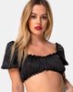 Image of Morgan Crop Top aus Satin Schwarz
