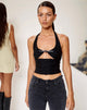 Image of Vicauci Ausgeschnittenes Top in Schwarz