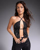 Image of Runita Top aus Drape Pailletten Schwarz