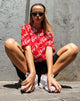 Bild von Oversize Basic Tee in Rot Don't Care Full Print