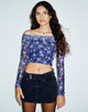 Bild von Nagini Langarm Bardot Top in Pretty Floral Navy