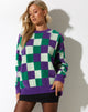 Bild von Namari Pullover in Karo Grün Lila