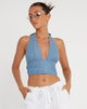 Bild von Nanda Halter Top in Denim Stone Wash Blau