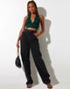 Image of Nanda Crop Top aus Satin Gepard Waldgrün