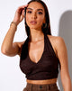 Image of Naya Crop Top aus Satin Zebra Bitterschokolade