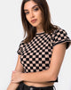 Image of Nelle Crop Top im Schachbrettmuster Tan