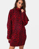 Image of Neivie Pullover Kleid aus Tierstrick Rot