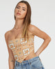 Bild von Nolda Crop Top in Picnic Print Braun