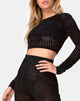 Image of Boro Crop Top aus Kroko-Flock Schwarz