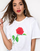 Bild von Oversize Basic Tee in Weiß mit Rose