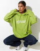 Bild von Oversize Hoodie in Leaf Green Different Embro White