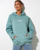 Bild von Oversize-Kapuzenpulli mit Engelsemblem in Meeresblau