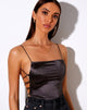 Bild von Ozka Crop Top aus Satin Dunkelgrau