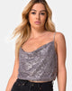 Bild von Paima Riemchen-Top aus Drape Net Pailletten Silber