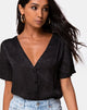Image of Parki Top aus Satin Gepard Schwarz